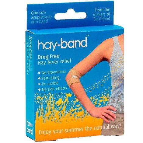 Hay-Band Drug-Free Acupressure Band has been designed to help relieve symptoms of allergies including hayfever and headache pain